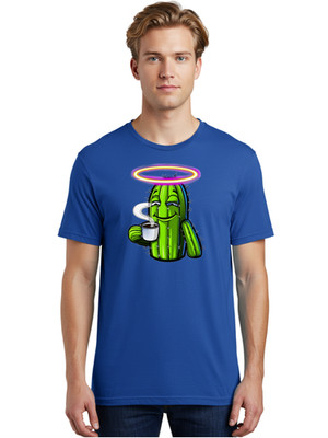 Cactus-With-Halo Mens Graphic Tee, 100% Cotton, Casual Summer Wear