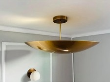 18" Brass Ceiling Light for Dining Room Mid Century Bowl Pendant Light Handmade
