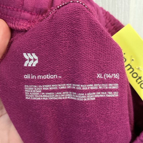 NWT All in Motion Girls Purple Drawstring Shorts XL 14-16 Lightweight Comfy - Picture 3 of 21