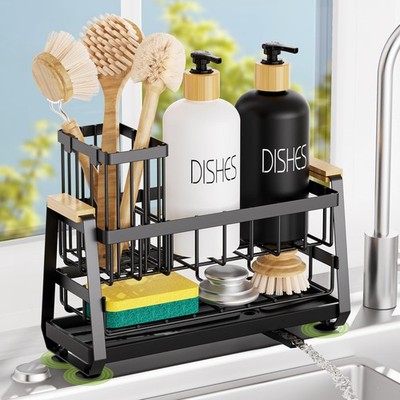 Sponge Holder for Kitchen Sink, Kitchen Sink Caddy with Suction Cup, Sink Organi