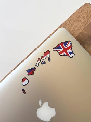 6'' Hawaiian State Flag Map Of Islands ~ Hawaii Vinyl Decal Car Window Sticker