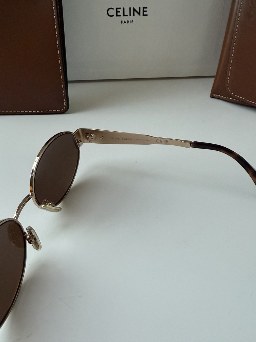 Celine CL40235U 28E Triomphe Metal Oval Sunglasses Rose Gold  display picture 2