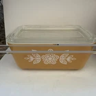 Pyrex Gold Butterfly Refrigerator dish #502B with Lid 0502  1 1/2 Pint Vintage