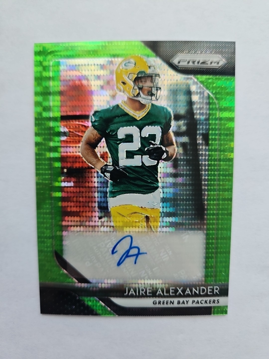 2018 Prizm- Rookie Auto Jaire Alexander #RA-JAI Neon Green Pulsar Prizm (AU, RC)