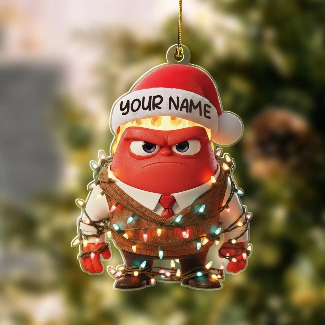 Personalized Anger Inside Out Christmas Ornament, Gift for Anger Lovers