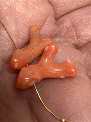 2 Natural Coral Branches Salmon Coral Drilled #92