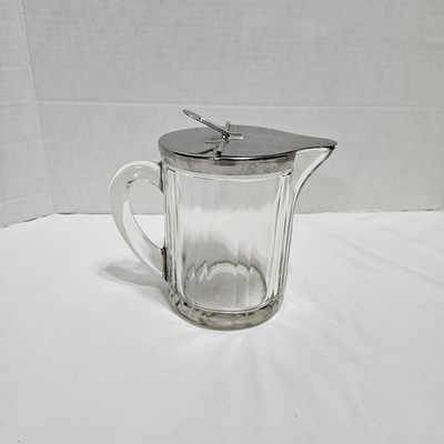 Vintage 1951 Bloomfield Ind Inc. M&K Glass Syrup Dispenser 5.25'' Metal Lid Diner