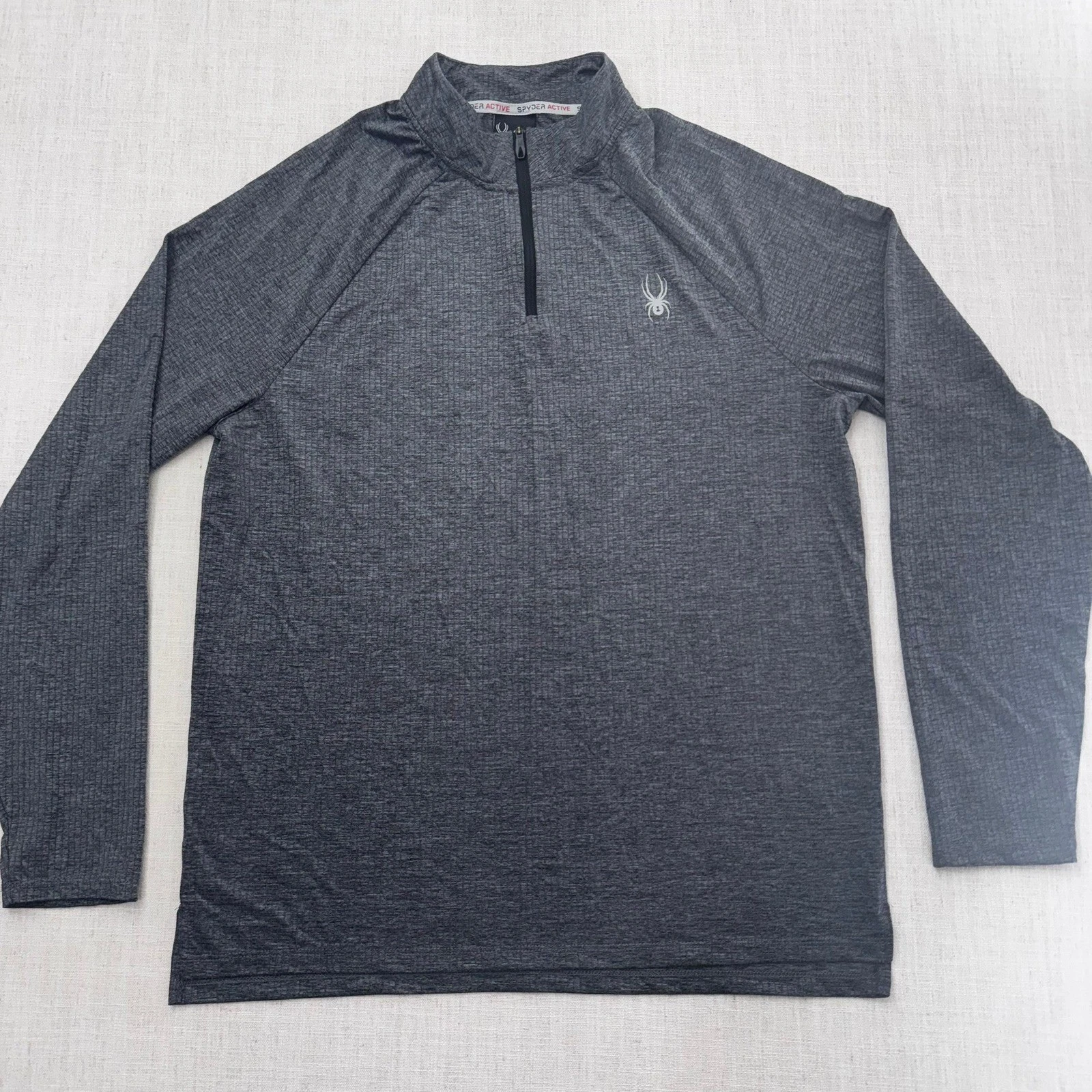 Spyder Mens ProW-B Quarter Zip Pullover Gray Heather Active Top Large