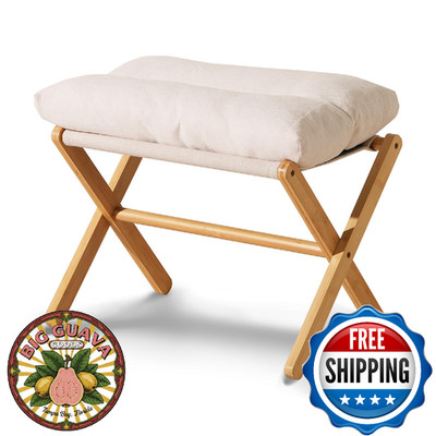 Baveke Bamboo Foldable Ottoman Foot Rest Stool - Up to 300lbs, Portable