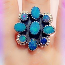 Australian Opal Sterling Gemstone Ring