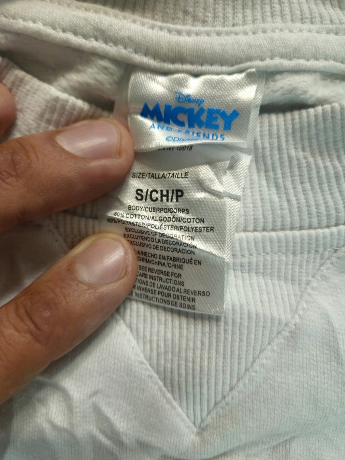 Disney Mickey and Friends Size Small White Shadow Graphic Sweatshirt image 3