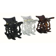 Parcelona French Celluloid Mini Shell Black and Clear Jaw Hair Claw Clip
