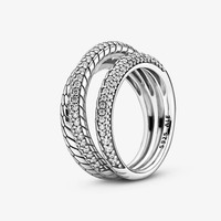 Pandora 199083C01 Ring Pavé Schlangengliedermuster Dreifach Silber Gr. 58