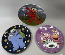 Sesame Street Kids Lunch Dinner Melamine Plates Set Of 3 Elmo Cookie Monster 7