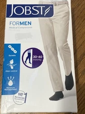 Jobst for Men 30-40 MmHg Large Closed Toe Thigh High 115414 New Open Box Black