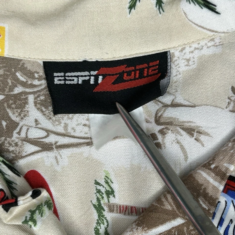 Vintage ESPN Zone Shirt Mens L Hawaiian Rayon Sports Center Party All Over Print - Image 4 of 4