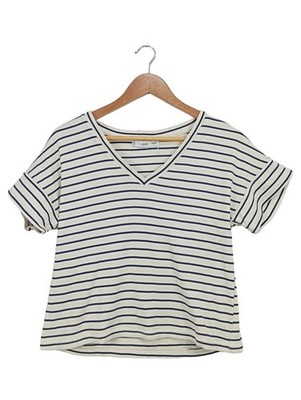 MNG Damen T-Shirt gestreift V-Ausschnitt Gr. S Maritim
