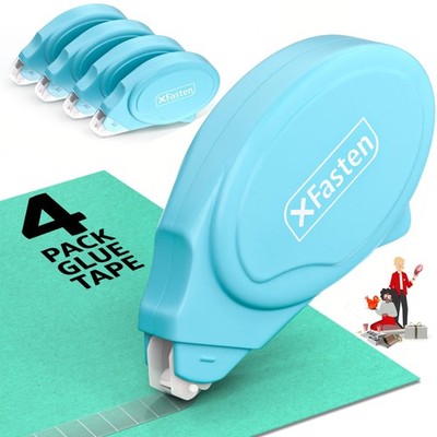 Glue Tape Roller for Scrapbooking 4-Pack Acid-Free Blue Double Sided Tape Roller