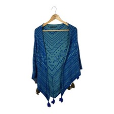 Gudrun Sjöden Poncho Damen S/M Baumwolle Multicolor Wrap Knit Top Vintage