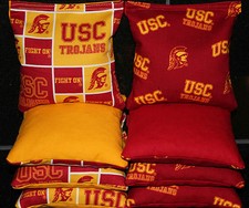 ALL Weather CORNHOLE BEANBAGS USC TROJANS 8 Plastic Resin Filled Bags