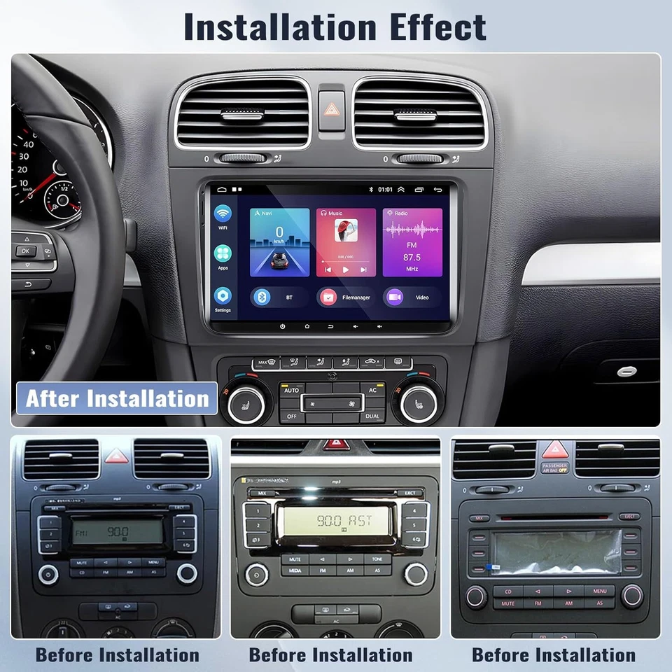 Android 13 CarPlay Car Stereo Radio GPS For VW Golf 5 MK5 MK6 Jetta Passat CC 9" - Image 4 of 4