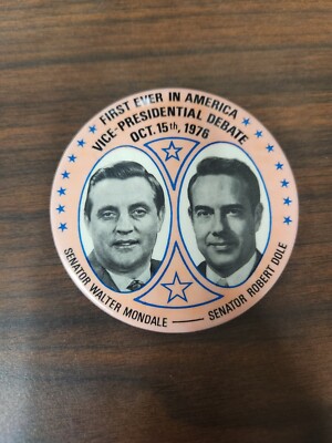 Vintage Bob Dole Walter Mondale Republican Vice Presidential Debate Pin Button