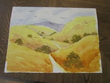 Original Watercolors By Peg Humphreys, Pathway to the Mountain 15" x 11"