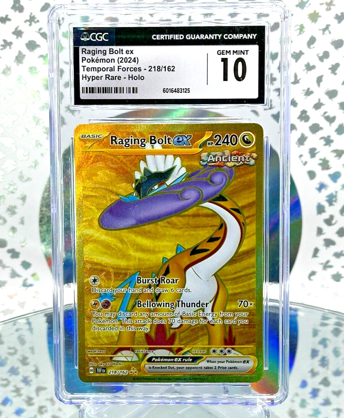 CGC 10 Raging Bolt EX 218 Temporal Forces Full Art Gold Hyper Rare Pokemon Card
