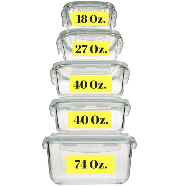 Extra Large & Assorted Sizes Glass Food Storage Containers With