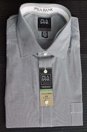Jos. A. Bank Travel Tech Tailored Fit Dress Shirt  Stretch Size 18.5-34