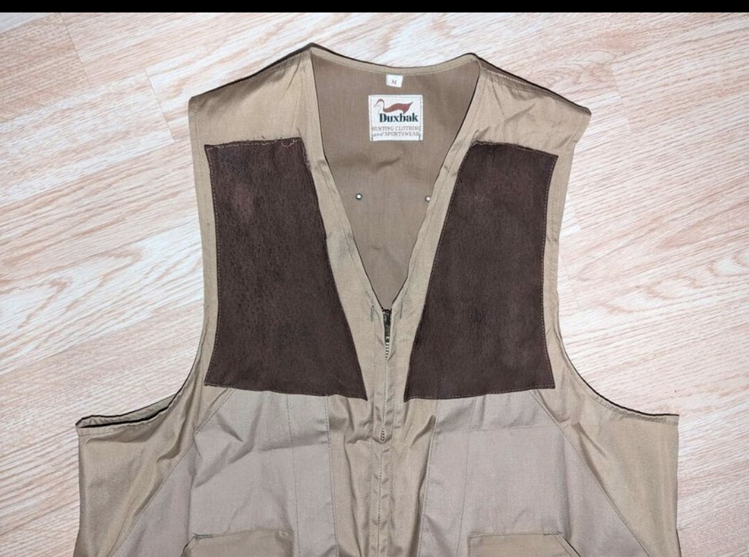 Vintage DuxBak Men's Hunting Vest Tan Canvas Zip-Up Sleeveless | eBay