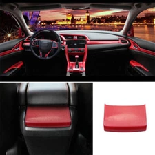 For Honda Civic 10th 2016-2021 Red Carbon Fiber Look Rear Armrest Box Cover Trim