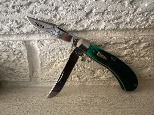 Rare Case XX #T.B. 62110 SS 2004 Mackinac Bridge Walk Green Bone Folding Knife - Picture 3 of 7