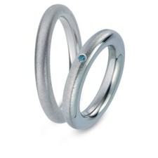 Titanfactory Titan Trauringe 52427 mit 1 Brillant blau ges. 0.01 ct. w/si