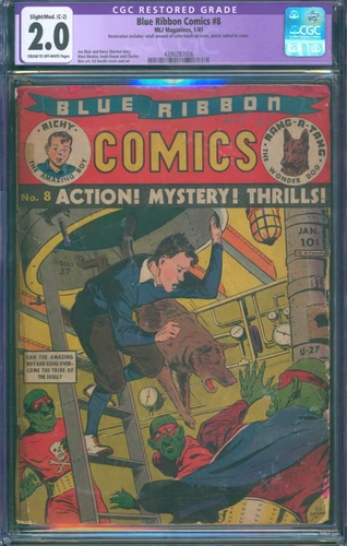 Blue Ribbon Comics #8 (1941) ⭐ CGC 2.0 Restored ⭐ Rare! Golden Age MLJ Comic