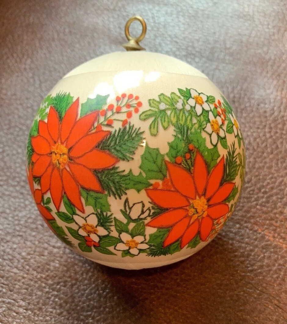 Vintage 1980 Christmas Ornament Mother Love Gift Satin Ball White