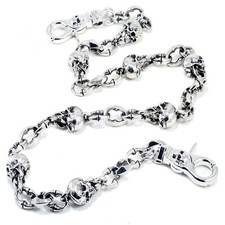 Skull Tongue Biker Trucker Keychain Key Jean Wallet Chain 27" Silver NCS74