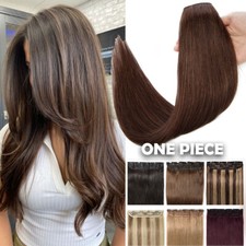 Clip In ONE PIECE Real Remy Human Remy Hair Extensions FULL HEAD 8"-24" Russian
