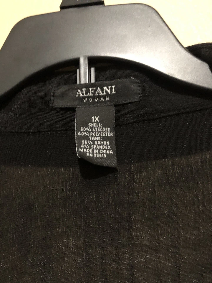 Alfani Women Black 3/4 Sleeve Sheer Blouse Size 1X - Image 3 of 4