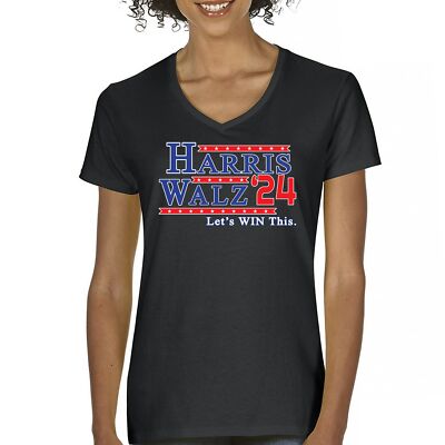 Harris Walz 2024 Let's Win This Women's V-Neck T-shirt Kamala I'm Speaking Tee