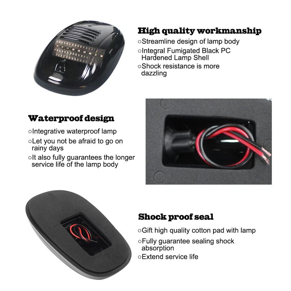 5pcs Cab Marker roof lights Smoke/Amber Led For 2003-2016 Dodge Ram 2500 3500 - Image 4 of 4