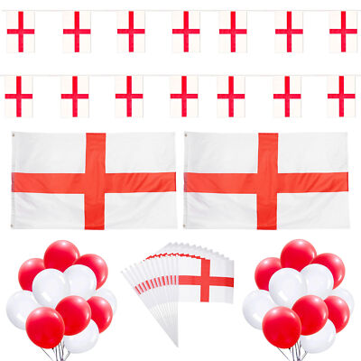 ENGLAND PARTY DEKO PAKET WIMPEL BALLONS FAHNEN EURO 2025 114 STÜCK 