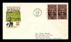 WYOMING STATEHOOD 50TH ANNIVERSARY FDC SCOTT 897 PAIR TORKEL GUNDEL US COVER