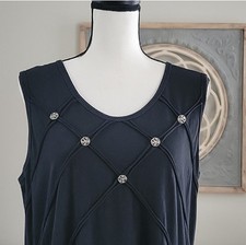 Nannette Keller Maxi Dress Womens L Made In The USA Black  Silver Embellishments