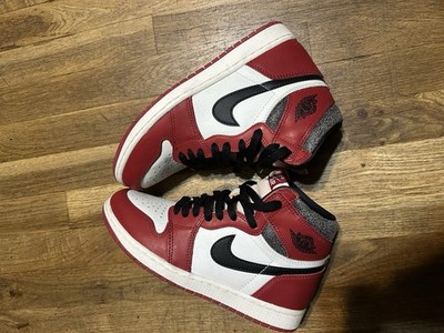 Nike Air Jordan 1 High Top Sneaker Red White Black Colorblock Lace Up Men