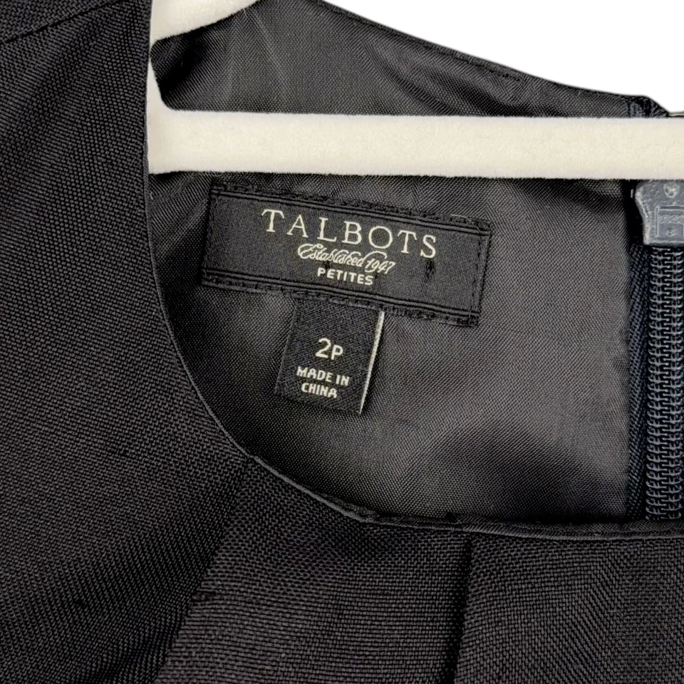Vestido Vaina Talbots Petites Negro Seda Sin Mangas con Dobladillo de Ojales Talla 2P Foto 3 de 4