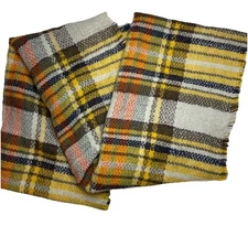 Cozy Fall Infinity Blanket Scarf W/Fringe Mustard Yellow Olive Green Burnt Orang