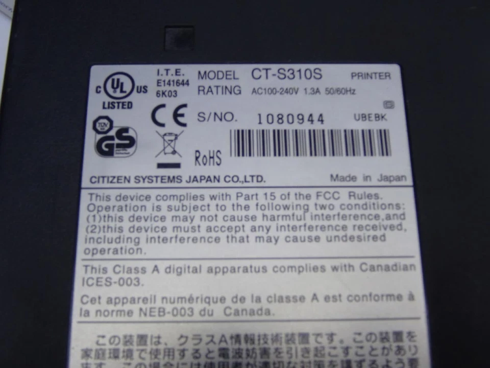 Stampante Termica CITIZEN CT-S310 CT-S310S USB  Barcode POS - Immagine 3 di 4
