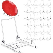 12 Pcs Acrylic Plate Stand Adjustable White Wire and Clear Acrylic Display Ea...