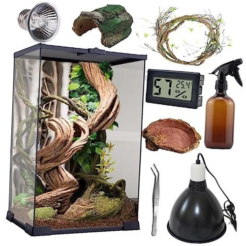  Reptile Terrarium (9Pieces) 8 * 8 * 12 Amphibian Vertical Habitat Tank 